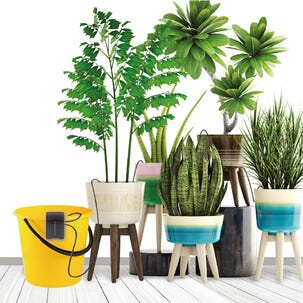 Dryppvanning med solpanel til drivhus og pallekarm, 10 planter