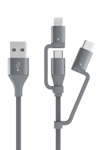 Kaapeli 3-in-1 USB-C, Lightning ja micro-USB 1,2 m