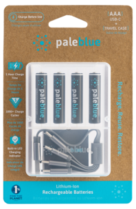 Pale Blue oppladbare AAA-batterier USB-C, 4-pakning