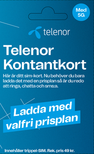 Telenor kontantkort 5G valfri prisplan