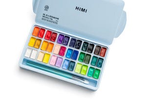 HIMI Twin Cup gouachefärg med penslar, 36-pack
