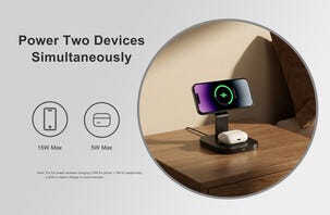 Trådlös magnetisk Qi2 laddare iPhone och AirPods, svart