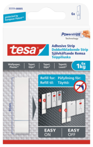 Tesa selvheftende remser for tapet og gips