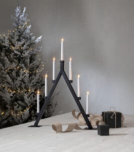 Adventsljusstake Oliver 7-armad LED, svart metall, 75 cm