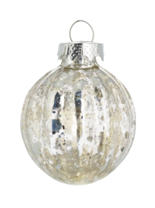 6 antiksilverfärgade julkulor