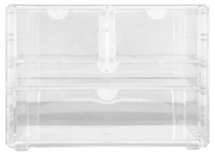 Sminkeskrin med 4 skuffer i gjennomsiktig plast