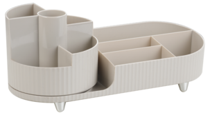 Pyörivä beige meikkiteline, iso, 34,5 x 14,7 x 14,3 cm