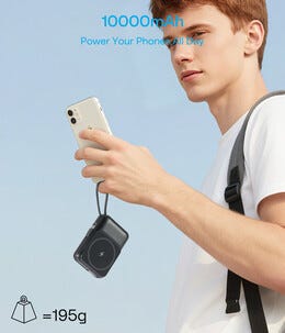 Powerbank 10 000mAh med trådlös laddning 15 W