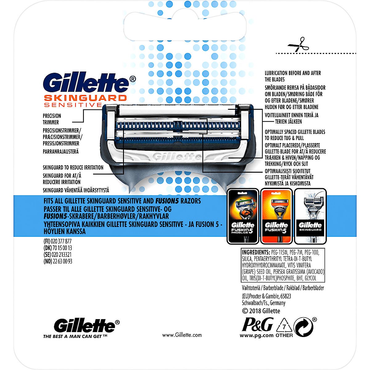 Recharge De Lames Gillette Skinguard Sensitive - Pack 4 Cartouches, Compatible ProGlide