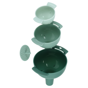 Trakt med sil, plast, stabelbar, 3-pakning