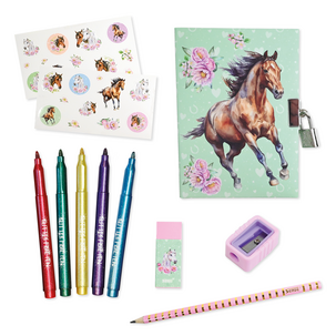 Sense dagbok med lås, hästar A6