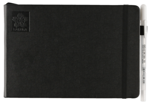 Notatbok med svarte ark og 3 hvite penner, Sakura