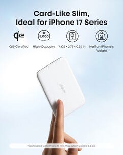 Anker MagGo Slim trådlös powerbank 5000 mAh 15 W
