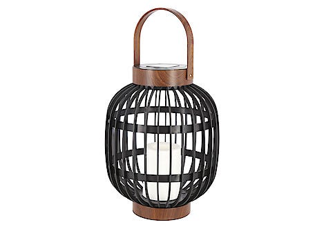 Solcellekurv med kunstige kubbelys