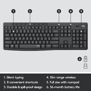 Logitech MK295 Silent Wireless Combo tastatur og mus