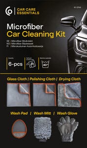 Autonpesusarja, mikrokuituinen kuivausliina, puhdistusliina, pesukinnas, 6 osaa