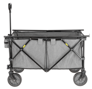 Sammenleggbar tralle med store hjul og teleskophåndtak