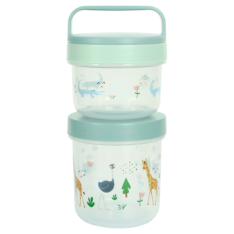 Snackslåda barn, med fack, stapelbar, 2-pack