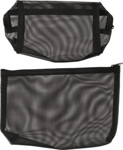 Resenecessär i meshtyg, svart, 2-pack