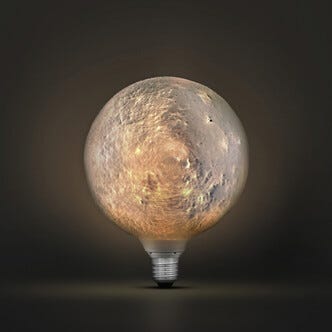 Varmvit globlampa LED E27 Moon 150 mm