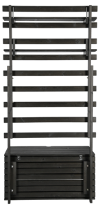 Förvaringslåda med väggpanel och hyllplan, svart 