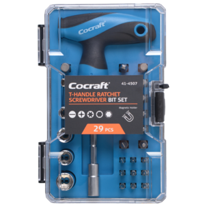 Cocraft spärrskruvmejsel med T-grepp och bits, 29 delar
