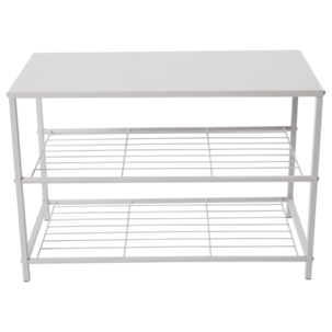 Skohylla med 3 hyllplan, beige metall, 62,5 cm
