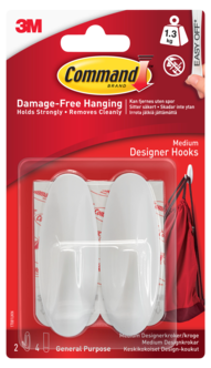 Command selvheftende kroker design, 2-pakning