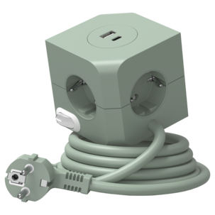 Cube Jatkojohto kuutio, USB-A, USB-C ja virtakytkin