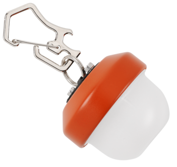 Laddbar campinglampa med krok och kapsylöppnare