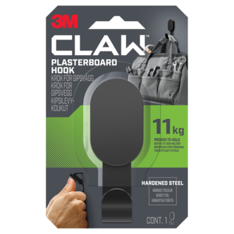 3M Claw Koukku kipsiseinään, musta, 11 kg, 1 kpl