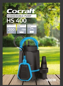 Cocraft HS 400 dränkbar pump med flottör, elektrisk 