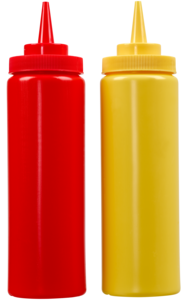 Ketchup- och senapsflaskor