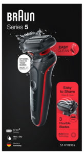 Braun Series 5 51-R1000s röd, rakapparat Wet & Dry