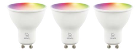 Deltaco Smart LED RGB GU10 4,7 W dimbar, 3-pack