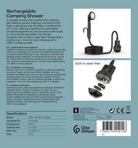 Retkisuihku, ladattava, USB