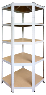 Hörnhylla metall för garage eller förråd, 5 hyllplan