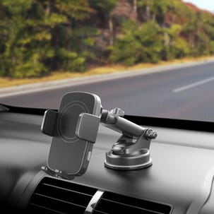 Puhelinteline autoon, puristuskiinnike, langaton Qi ja imukuppi