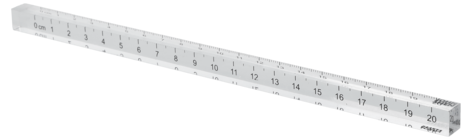 Fyrkantig linjal, transparent plast, 20 cm