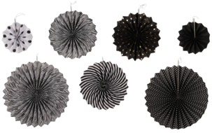 Festdekorasjoner i svart og gull