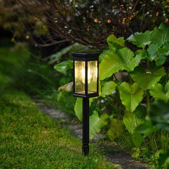Northlight solcellelykt på spyd svart 53 cm