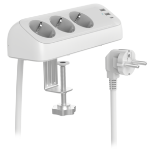 Grenuttag 3-vägs USB-C, USB-A, bordsklämma, 1,5 m