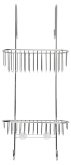 Ripustettava suihkuhylly, jossa koukut