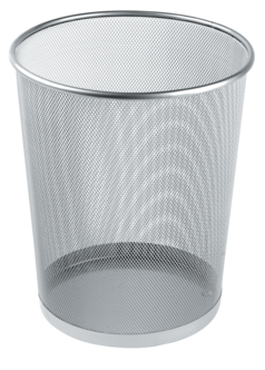 Papirkurv i sølvfarget metall