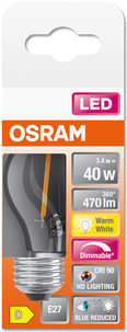 Dimbar klotlampa LED E27 Osram, varmvit