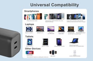 USB-C-lader Dual Port GaN 65 W, 1 m kabel