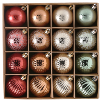 Julgranskulor Mix plast flera färger 6 cm, 16-pack