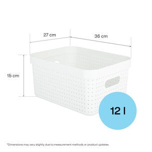 Oppbevaringskurv Neat, hvit, resirkulert plast