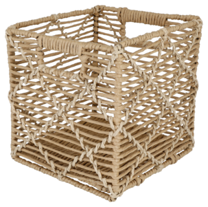 Flettet oppbevaringskurv med håndtak, natur