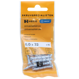 Heco universalskruv PH2, 6,0 x 32 mm, 10-pack